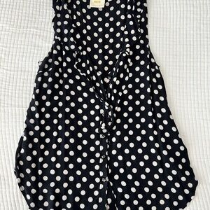 Maeve Black and White Polka Dot Ruffle Blouse